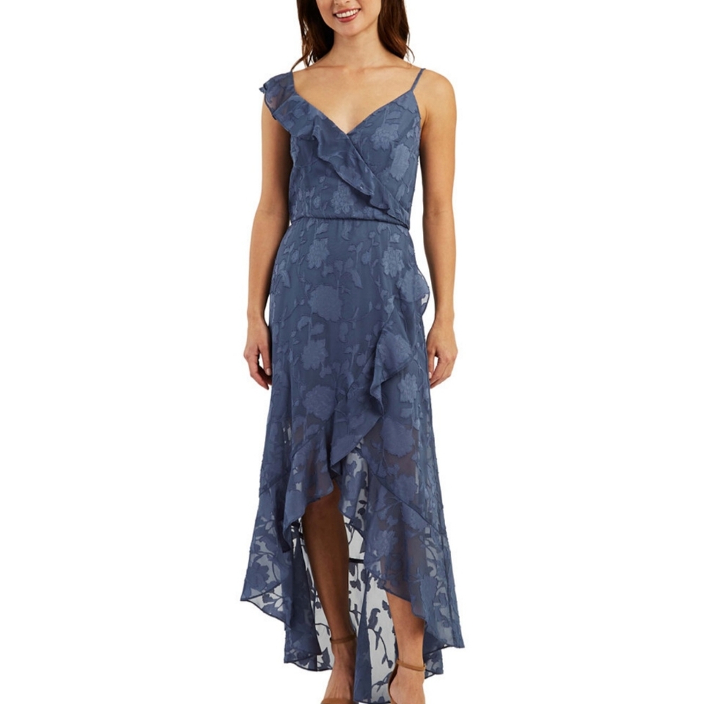 BCX $69 Blue Asymmetrical Ruffled High-Low Dress Sz Small NWT